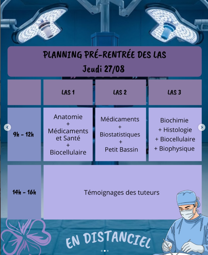 Planning de pré-rentrée des L.AS 2 w2